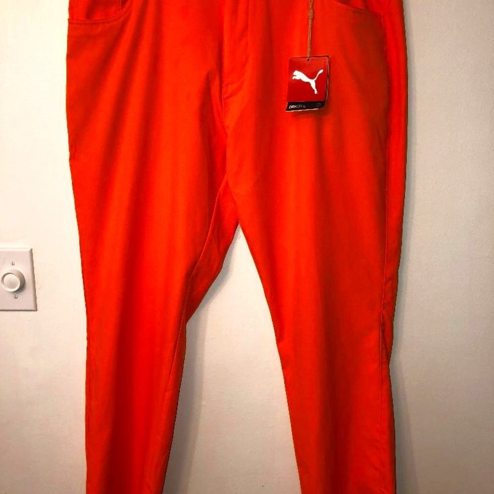 NWT Men's Puma Golf Pants Orange Tangerine
